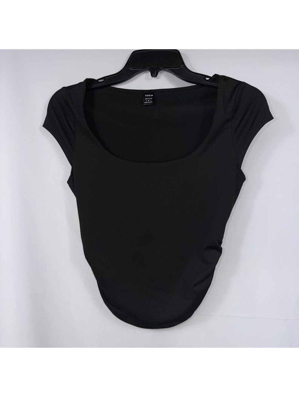 SHEIN Black Scoop Neck Fitted Top Size Small